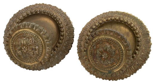 Antique Spanish Cast Brass Blossom Doorknobs