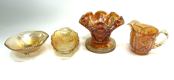 Carnival Glass Marigold Candy Dishes & Creamer