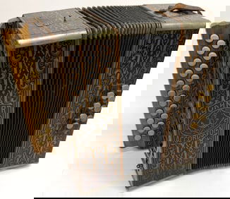 Vintage Hohner Steel Reads Pokerwork Accordion