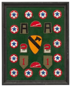 Framed WWII US Army Military Insignia