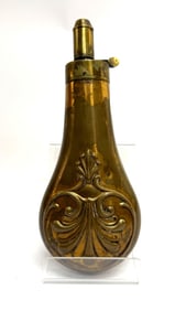 Antique 19th Century Brass Gun Powder Flask