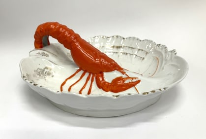 Antique Victoria Austria Lobster Divided Bowl