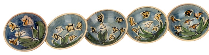Set of Five Mexican Talavera Pottery Shallow Bowls