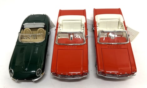 Three Diecast Car Models - Jaguar & Ford Mustang