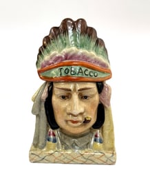 Antique Native American Chief Tobacco Jar