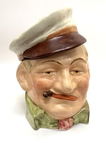 Antique Sea Captain Majolica Tobacco Jar