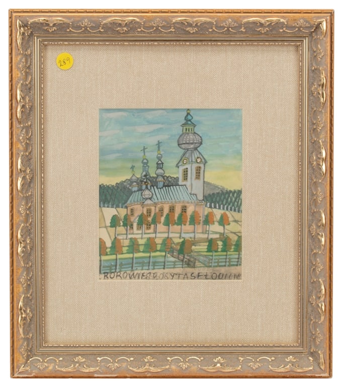 Nikifor Krynicki - Watercolor Painting of a Church (1 of 8)