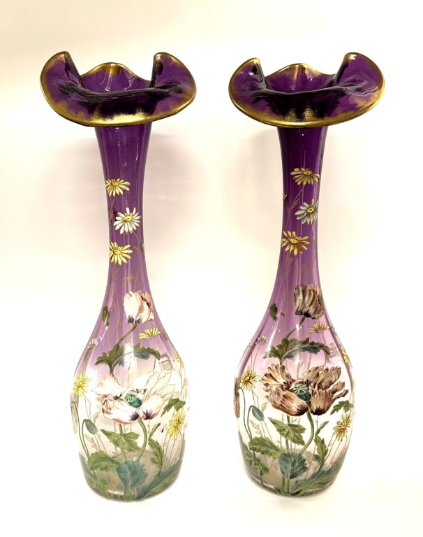 Spectacular Legras Mont Joye Vase Pair, 27" (1 of 15)