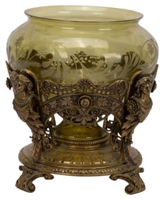 Art Nouveau Bronze Mounted Centerpiece Bowl