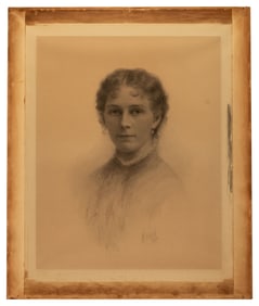 1886 Charcoal Portrait Drawing - Akers