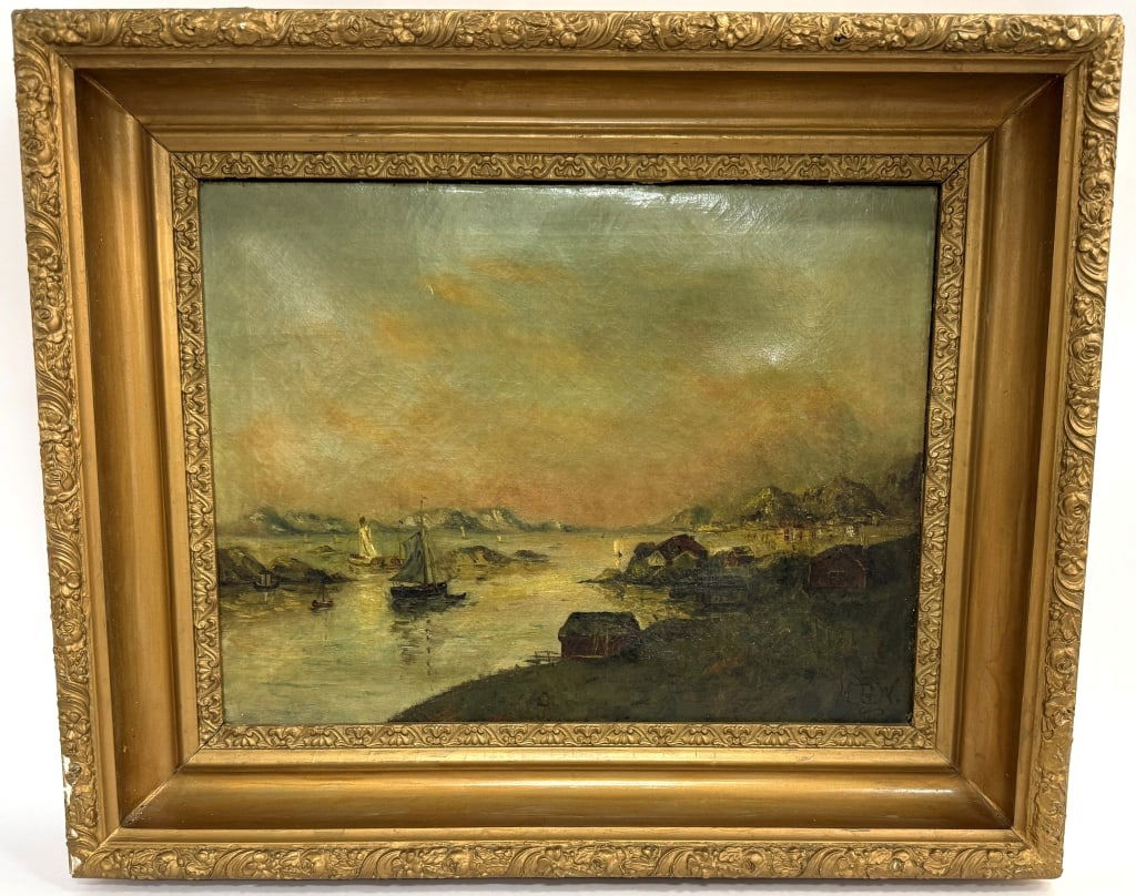 Harbor Scene Oil Painting, HBW (1 of 10)