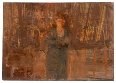 Antique Oil on Board Abstract Image of Woman