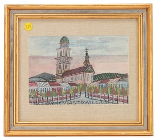 Nikifor Krynicki - Watercolor Church Scene