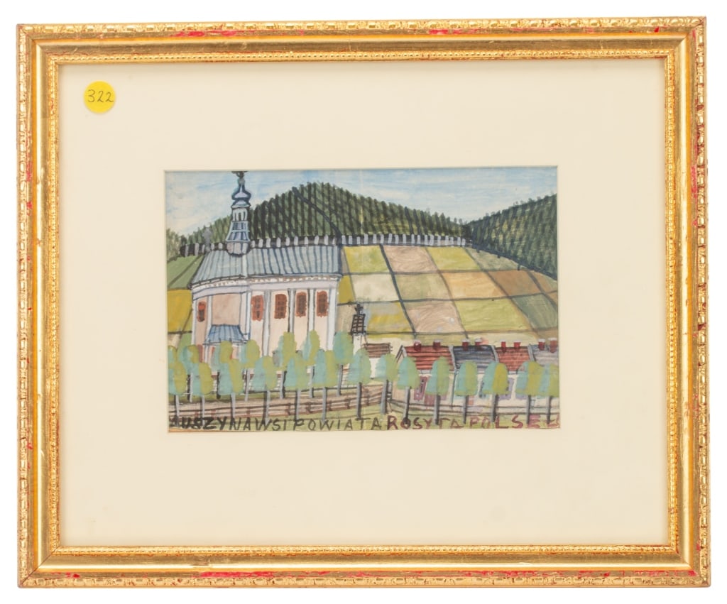 Nikifor Krynicki - Watercolor Landscape w Church (1 of 12)