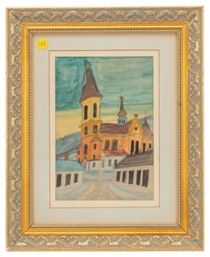 Nikifor Krynicki - Gouache Church Scene