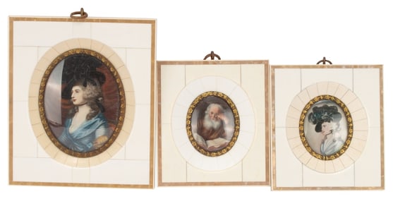 Three Framed Miniature Portraits