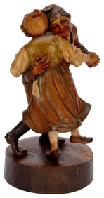 Black Forest Carved Wood Dancing Couple