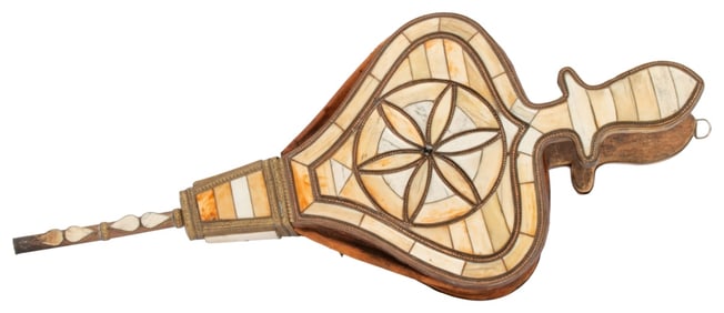 Antique Inlaid Bone Mixed Metals Bellows