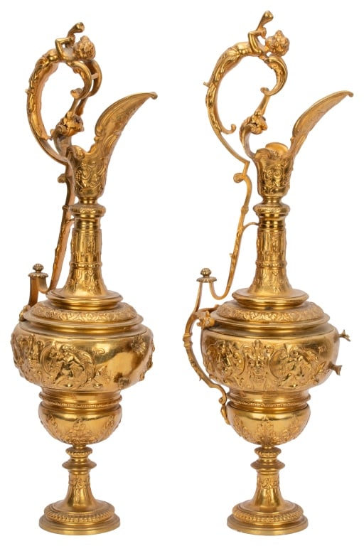 Gilt Bronze French Renaissance Revival Ewers (1 of 10)