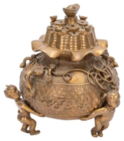 Chinese Gilt Bronze Coin Censer