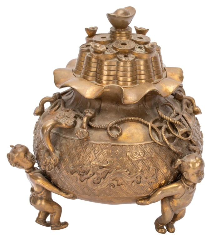 Chinese Gilt Bronze Coin Censer (1 of 10)