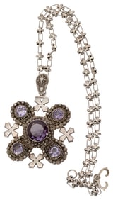 Jerusalem Sterling Amethyst Maltese Cross Pendant