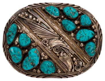 Justin Morris Navajo Sterling Turquoise Buckle