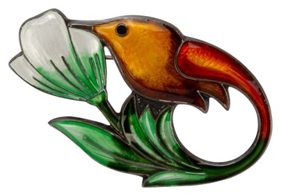 David Anderson Sterling Enamel Hummingbird Brooch