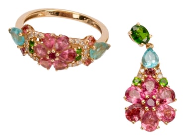 BBJ 14K Gold Colored Sapphires Ring Pendant