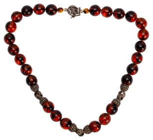 Judith Jack Sterling Amber Glass Bead Choker