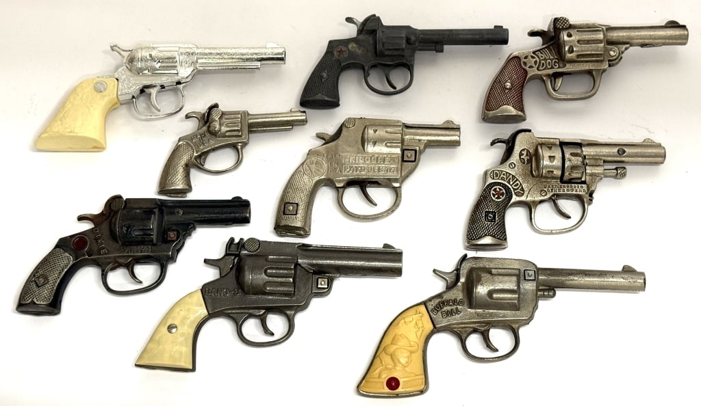 Lot of 9 Vintage Die-Cast Cap Guns (1 of 9)