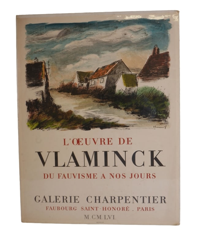 Maurice de Vlaminck Exhibition Poster: Item/Description: Vintage lithograph exhibition poster for a major retrospective of the artist Maurice de Vlaminck. Mounted to board. Created for the exhibition titled "L'Oeuvre de Vlaminck: Du Fauvis