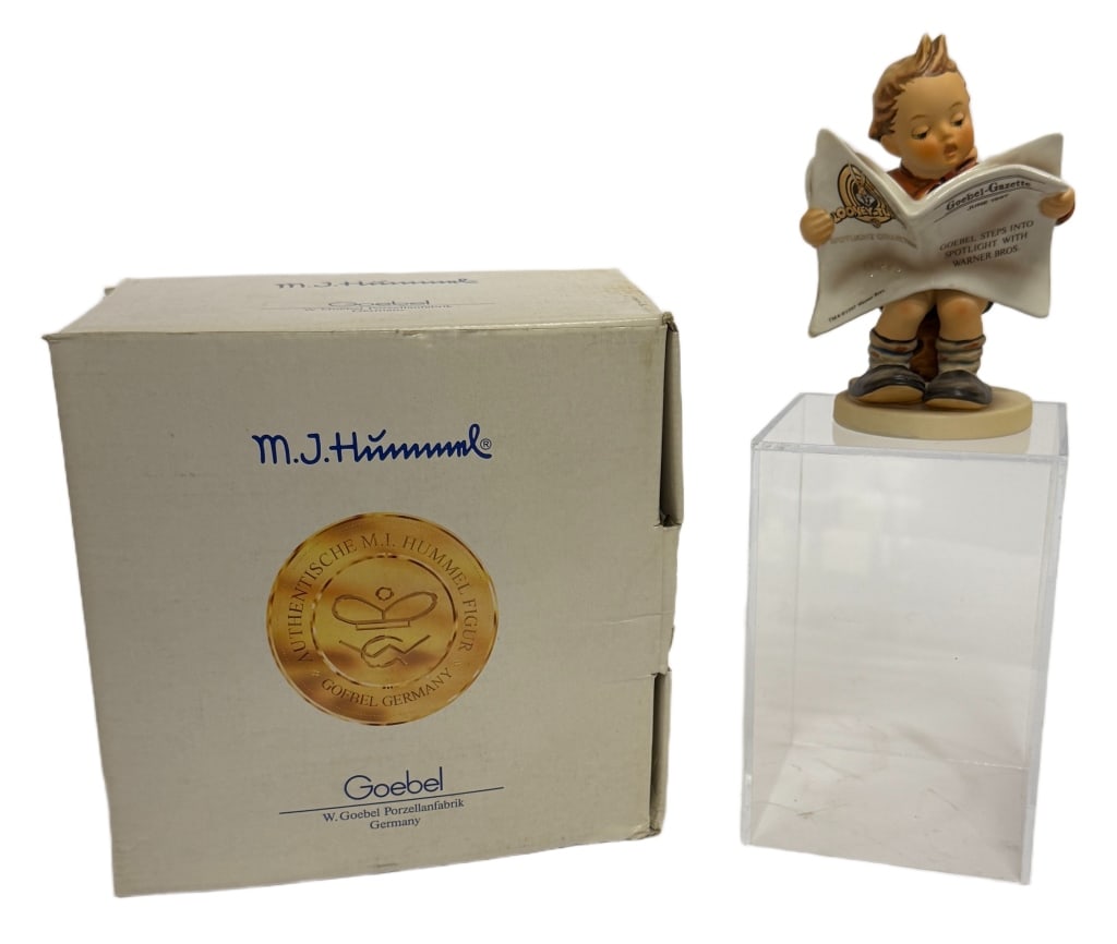 Goebel Looney Tunes "Latest News" Figurine: Item/Description: Limited-edition glazed porcelain figurine produced in 1997 by Goebel as part of a licensed collaboration with Warner Bros. The figure, based on the classic Hummel "Latest News"