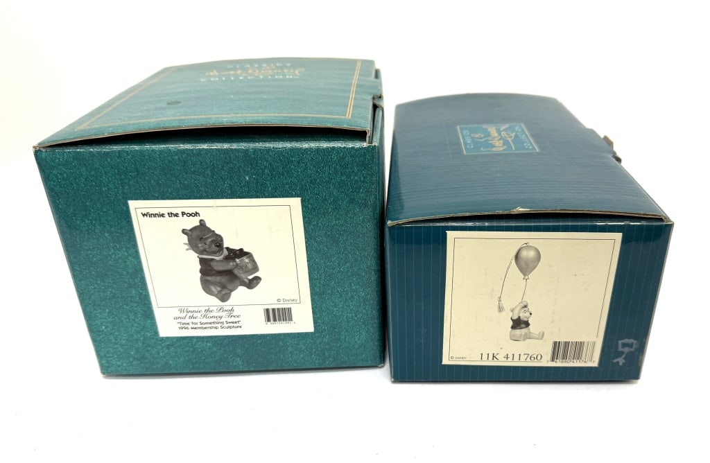 1990s Disney Classics Winnie the Pooh Figurines: Item/Description: Walt Disney Classics Collection (WDCC) figurines in their original boxes depicted from the film Winnie the Pooh and the Honey Tree. Features the 1996 Walt Disney Collectors Society M