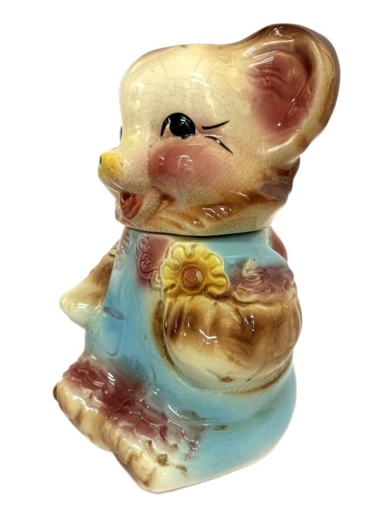 1950s Bisque Ceramic Teddy Bear Cookie Jar - 2