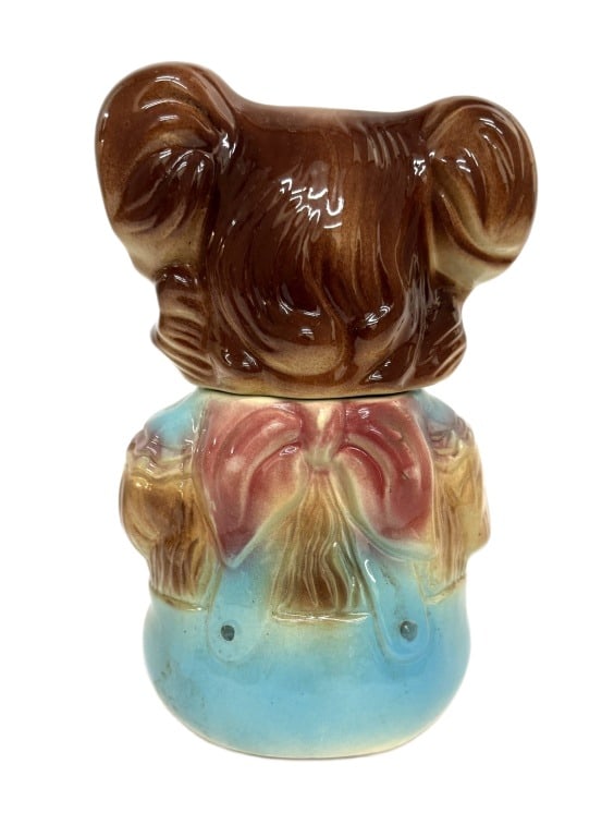 1950s Bisque Ceramic Teddy Bear Cookie Jar - 4
