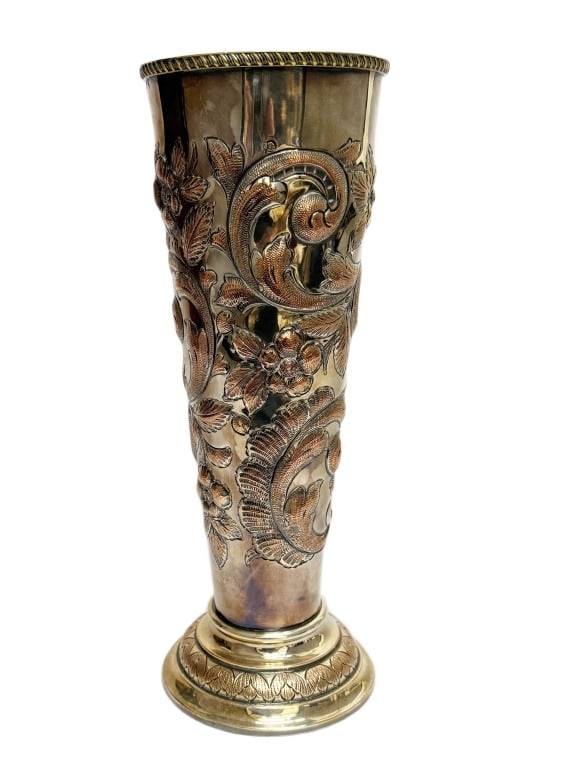 Victorian Silver-Plated Repousse Trumpet Vase (1 of 8)