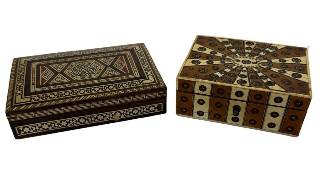 Indian & Syrian Marquetry Wooden Trinket Boxes (1 of 7)