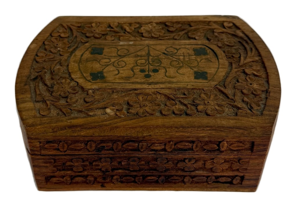 Indian Carved Wood Jewelry Box (1 of 6)