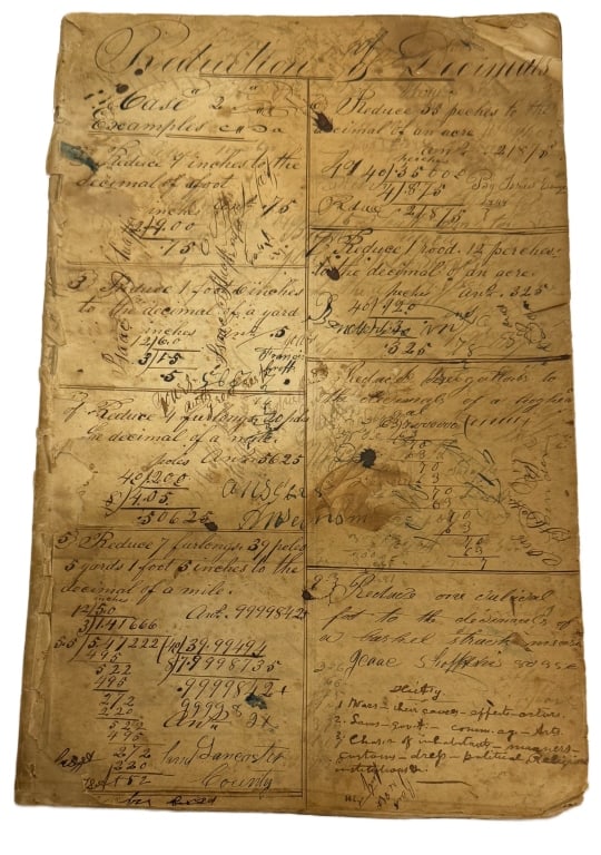 Early 19th c. Handwritten Arithmetic Manuscript (1 of 9)