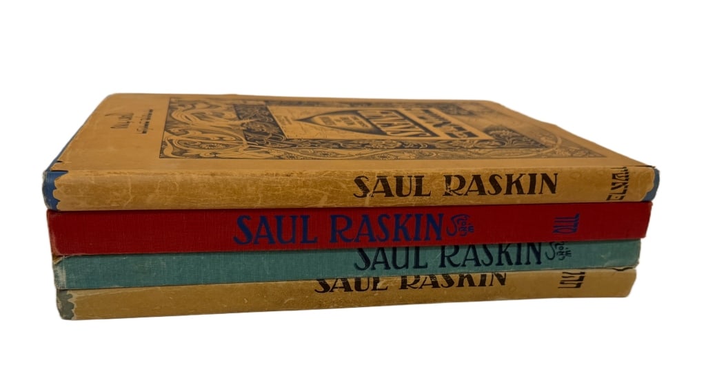Saul Raskin - Illustrated Folio-Size Judaica Books: Item/Description: Four hardcover large-format hardcover illustrated Judaica books. Titles include: Sidur Tfilot Yisrael (Prayer Book of Israel), The Book of Psalms (Tehillim), Genesis: The First Book