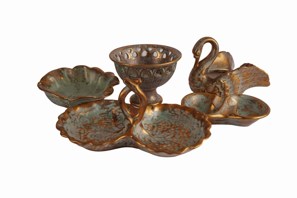 Stangl Art Pottery Grouping in Antique Gold (1 of 10)