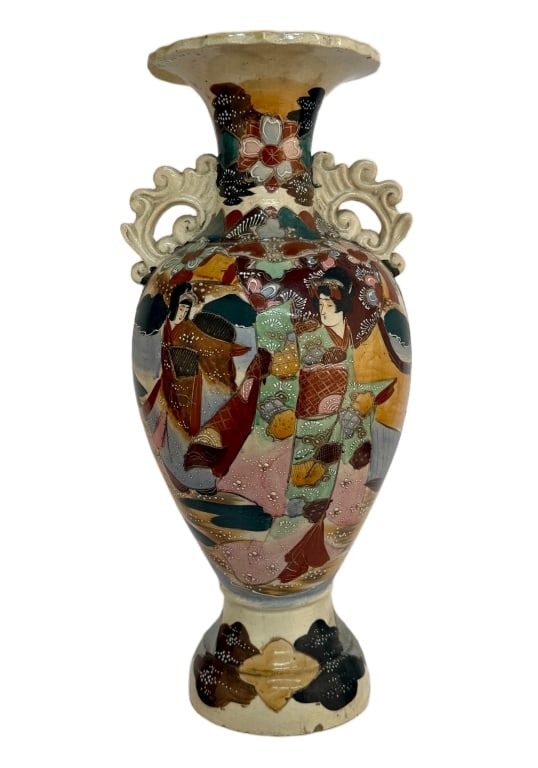 Japanese Satsuma Moriage Figural Vase (1 of 10)