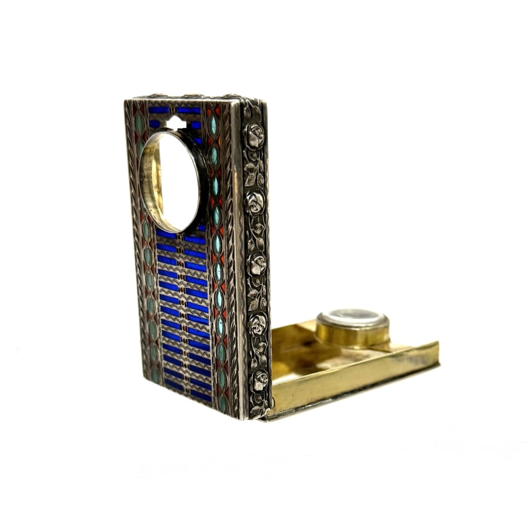 Silver Art Deco Cigarette Case with Clock - 11