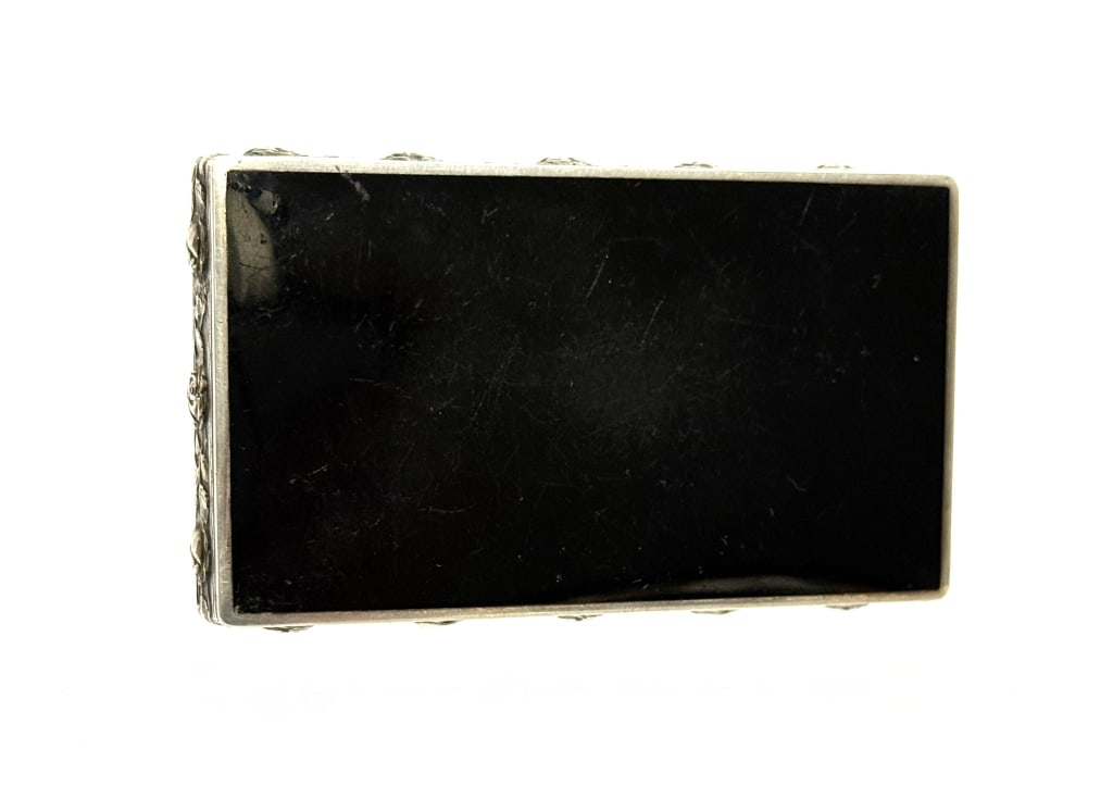 Silver Art Deco Cigarette Case with Clock - 8