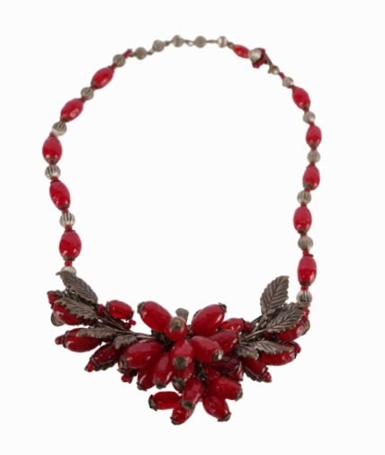 Miriam Haskell Glass Berry Leaf Cluster Necklace (1 of 6)
