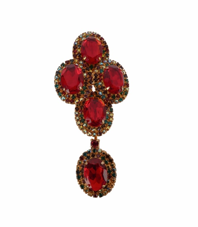 Multi-Stone Ruby Rhinestone Brooch (1 of 5)