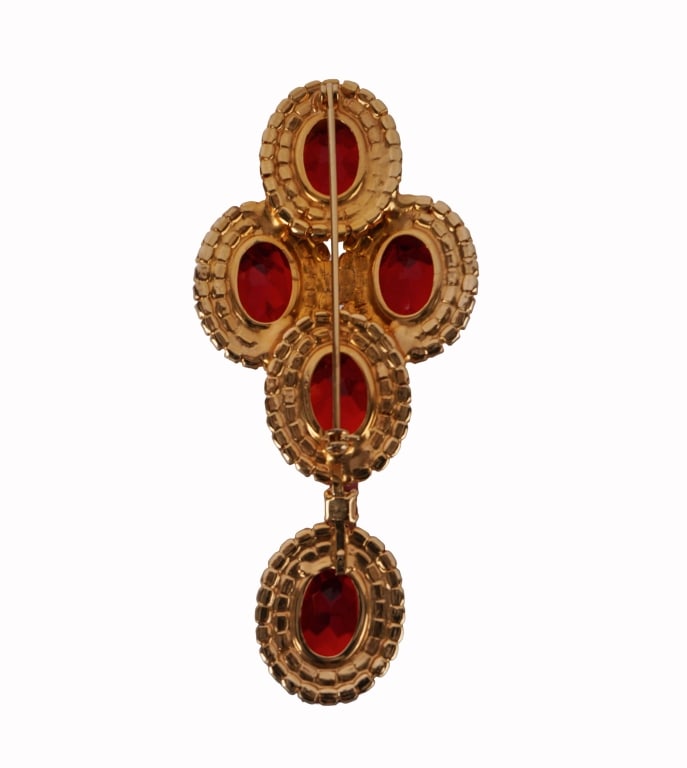 Multi-Stone Ruby Rhinestone Brooch - 2
