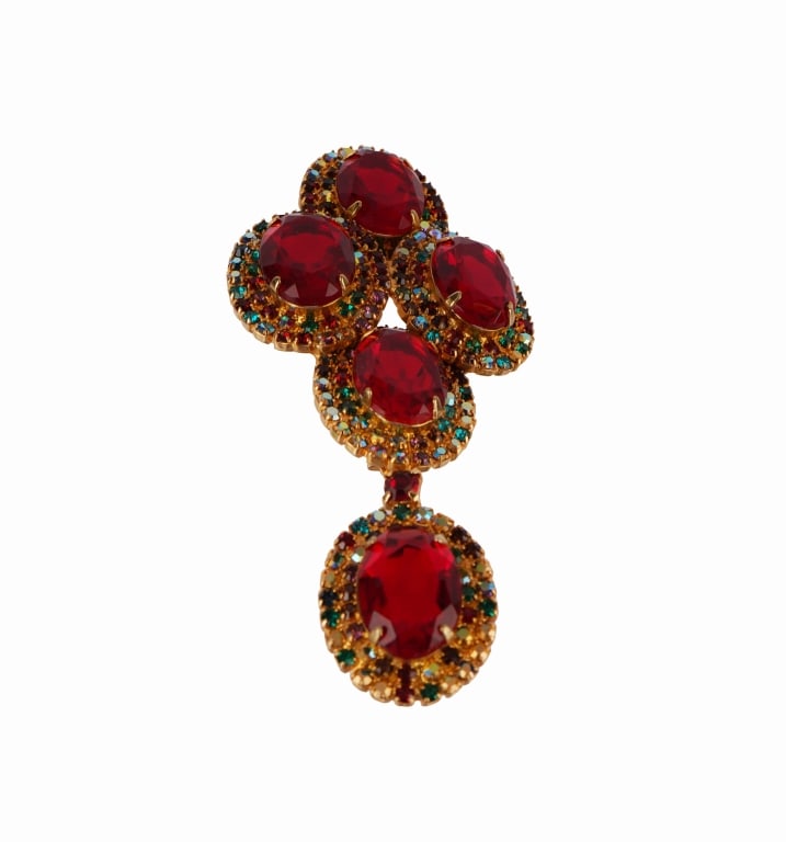 Multi-Stone Ruby Rhinestone Brooch - 3