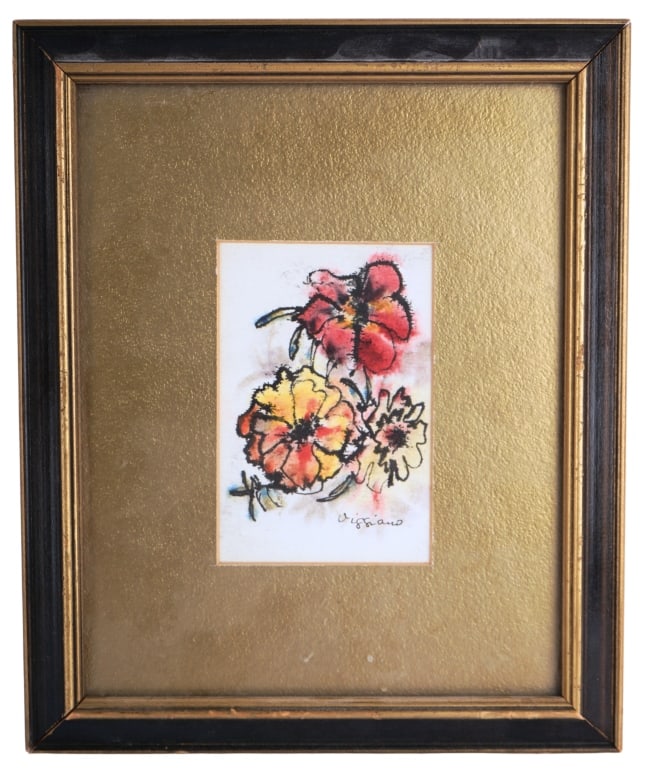"Rare Beauty" - Floral Bouquet Watercolor: Item/Description: Botanical watercolor painting in the "line and wash" technique, combining bold ink outlines with vibrant, loose watercolor washes to create a textured, expressive style. Signed lower